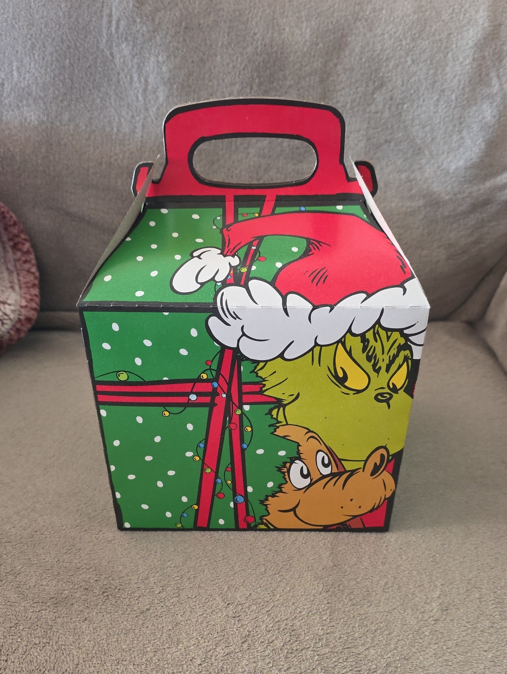 Holiday Grinch Gift Box - Green and Red Party Favor